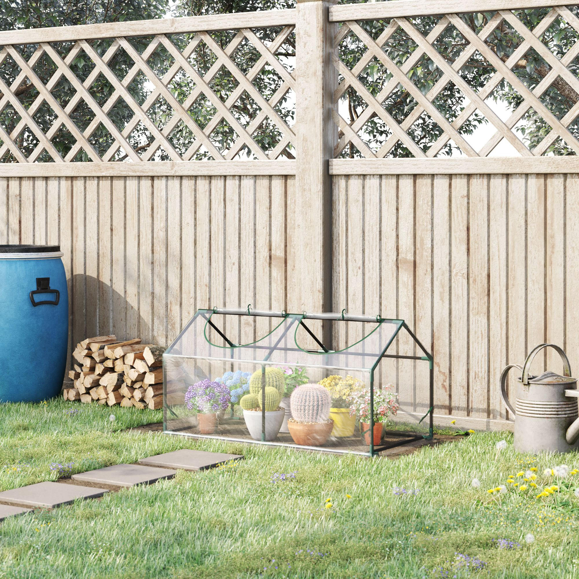 FOLIENGEWÄCHSHAUS, Transparent, PVC, Stahl - Transparent, Kunststoff (60/60/120cm) - Outsunny
