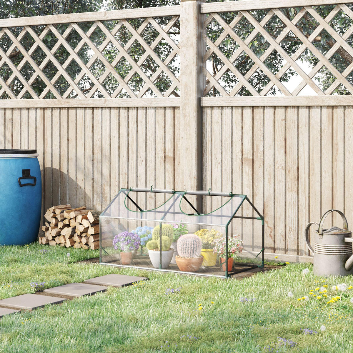 FOLIENGEWÄCHSHAUS, Transparent, PVC, Stahl - Transparent, Kunststoff (60/60/120cm) - Outsunny