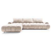 ECKSOFA 340 cm Valerio II, Schlaffunktion, Bettkasten, Links, Vanille - Ecru, Holz (340/177cm) - Emporius