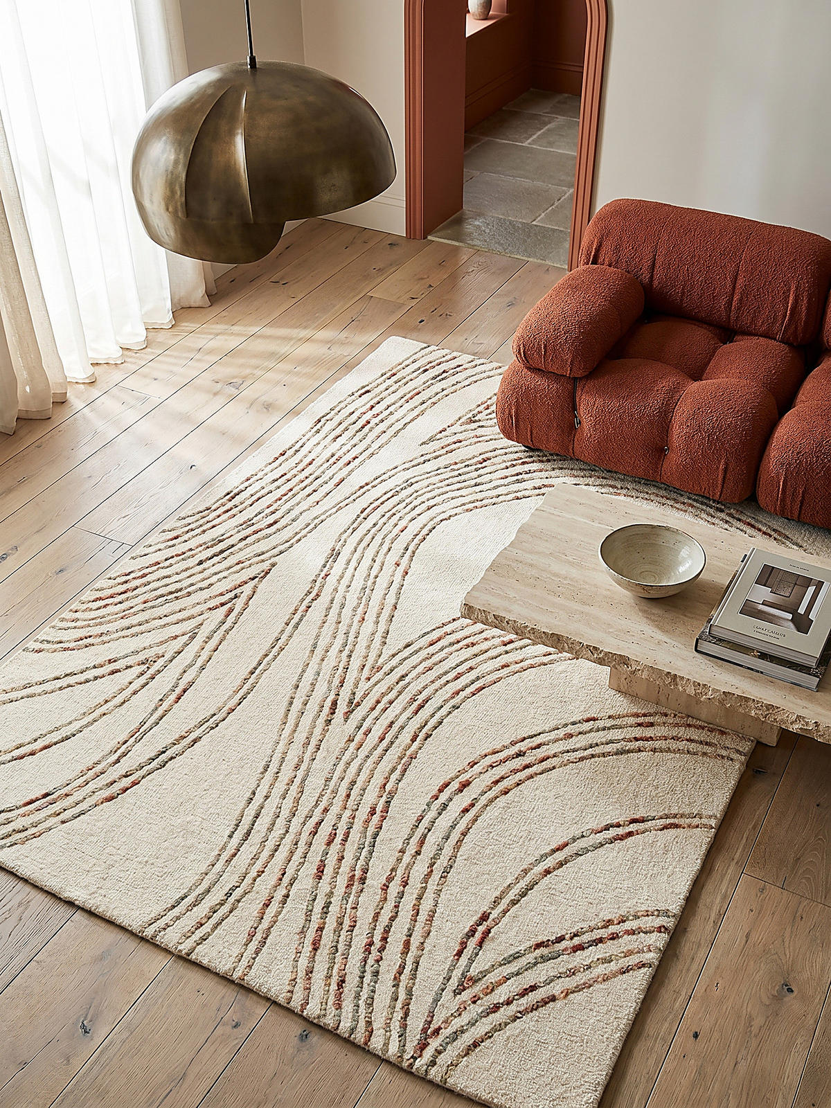WOLLTEPPICH HUMBER, abstrakt, Natur-Orange, 80 x 150 cm - Naturfarben/Orange, Textil (150/80cm) - KADIMA DESIGN