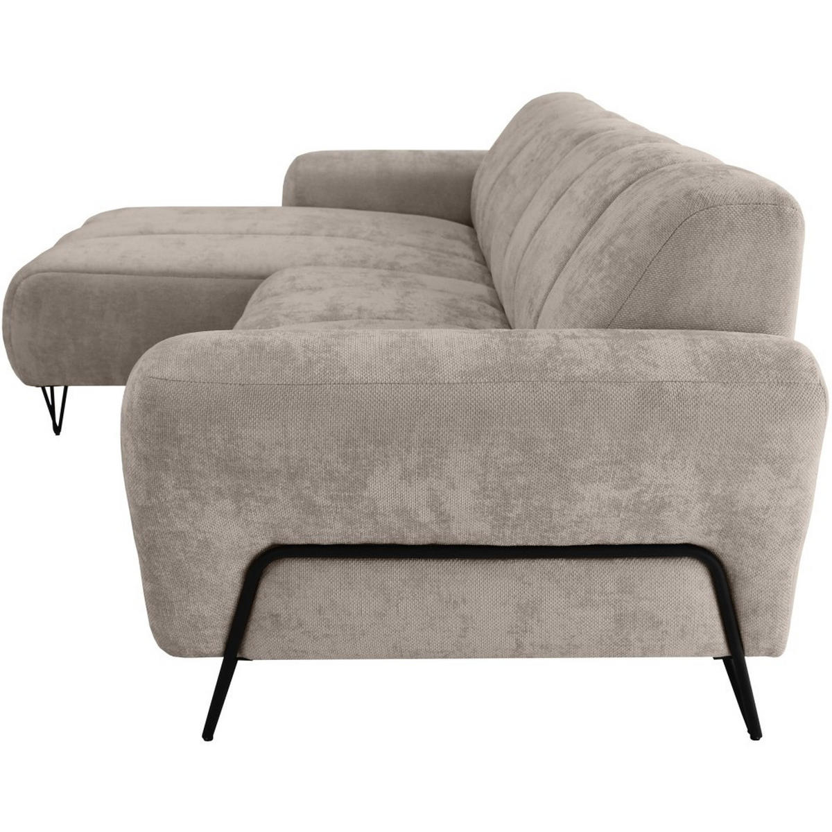ECKSOFA Volare Mini ohne Schlaffunktion cappuccino links, Storm-Stoff - Schwarz/Cappuccino, Textil/Metall (256/165cm) - Beautysofa
