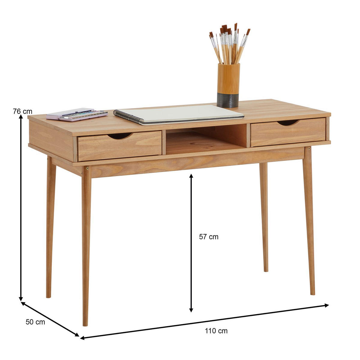 SCHREIBTISCH STEFANO - Braun, Holz (50/110/75cm) - IDIMEX