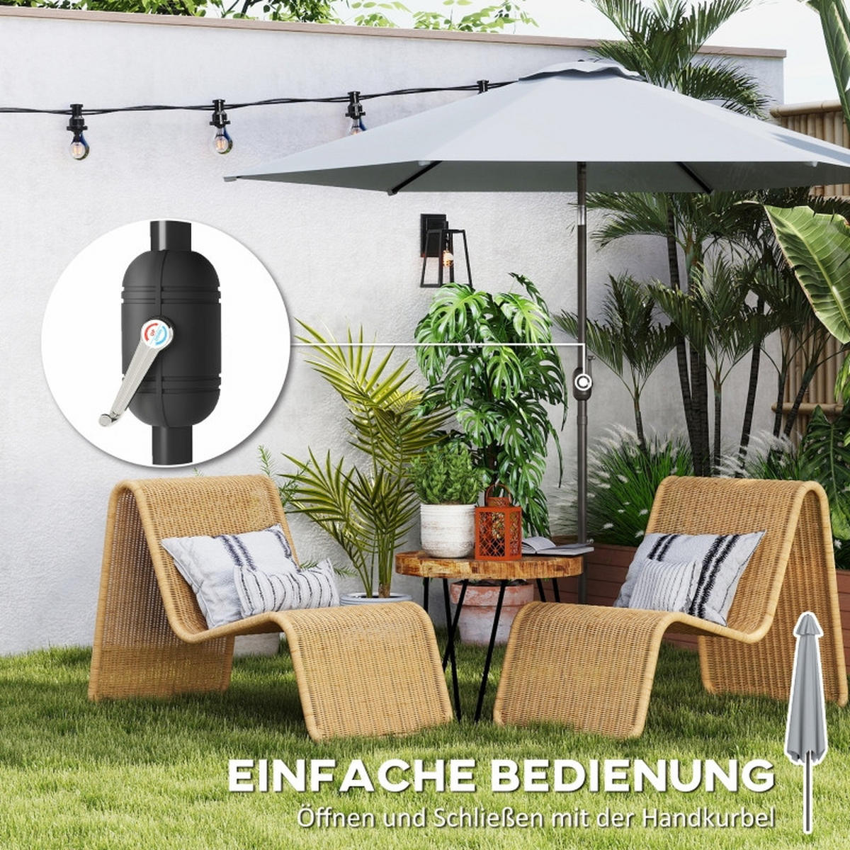 SONNENSCHIRM 295/295/240 cm Grau (Keine Basis) - Grau, Metall (295/295cm) - Oxeza