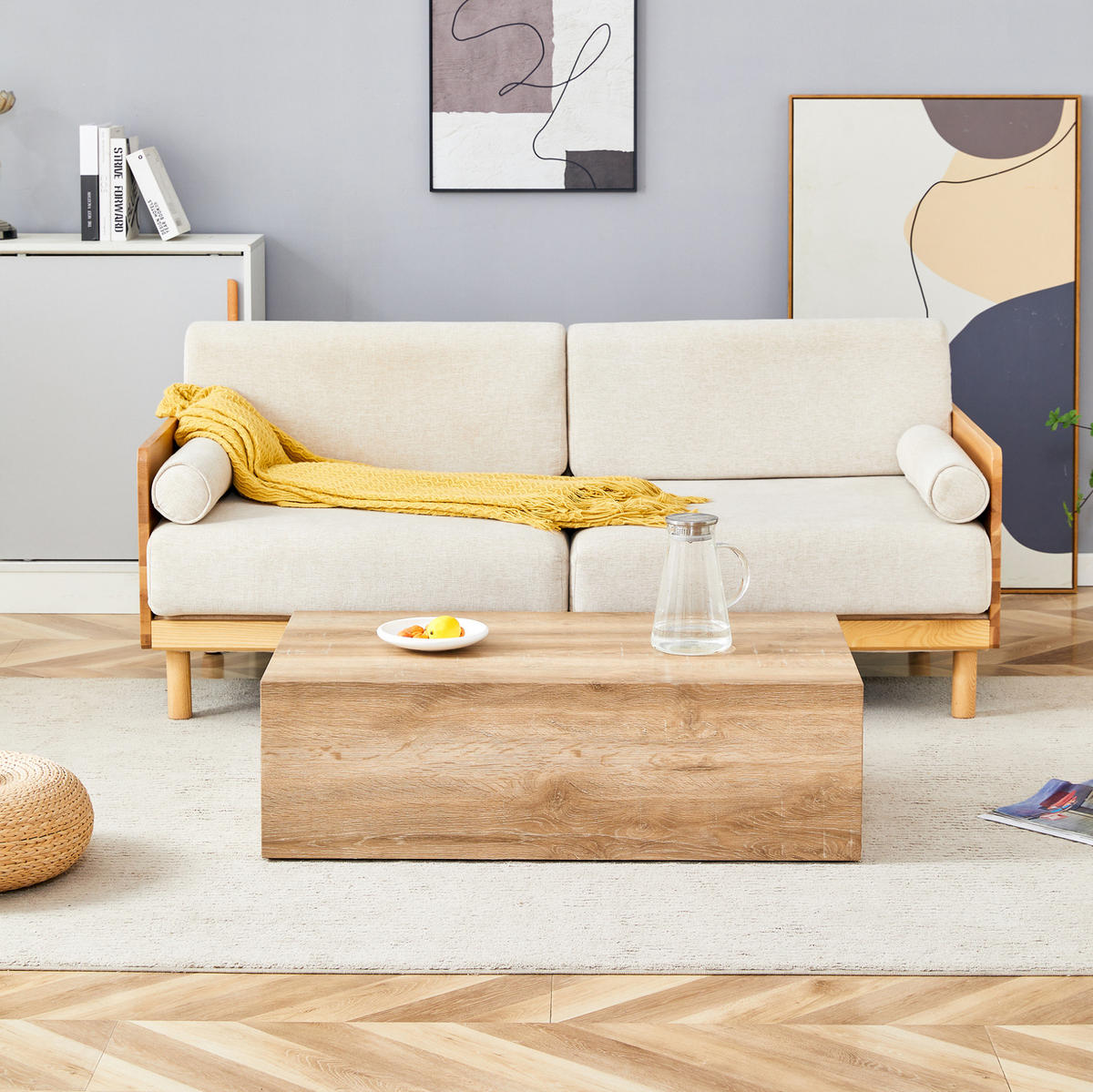 KLUBSKA miza, 90/50/30 cm, MDF v videzu lesa - naravne barve, leseni material (90/50/30cm) - BEAOK