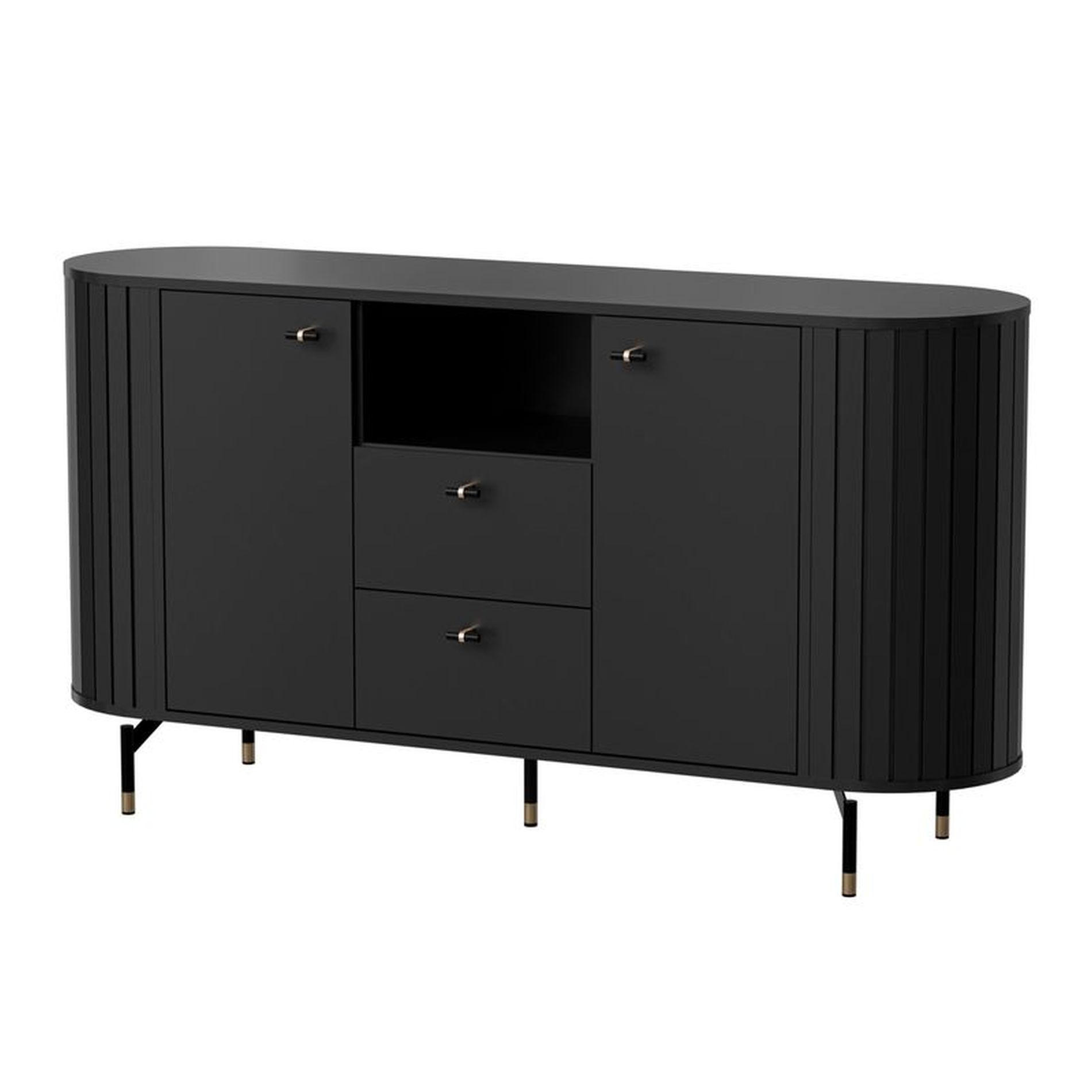 SIDEBOARD Zante Schwarz 150 cm - Goldfarben/Schwarz, Holzwerkstoff/Metall (150/81/40cm) - Selsey