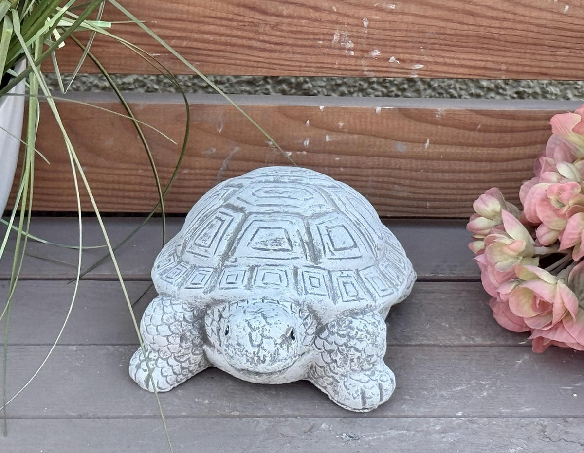 STEINFIGUR Schildkröte aus Steinguss frostfest wetterfest - Grau, Stein (12/8/19cm) - stoneandstyle
