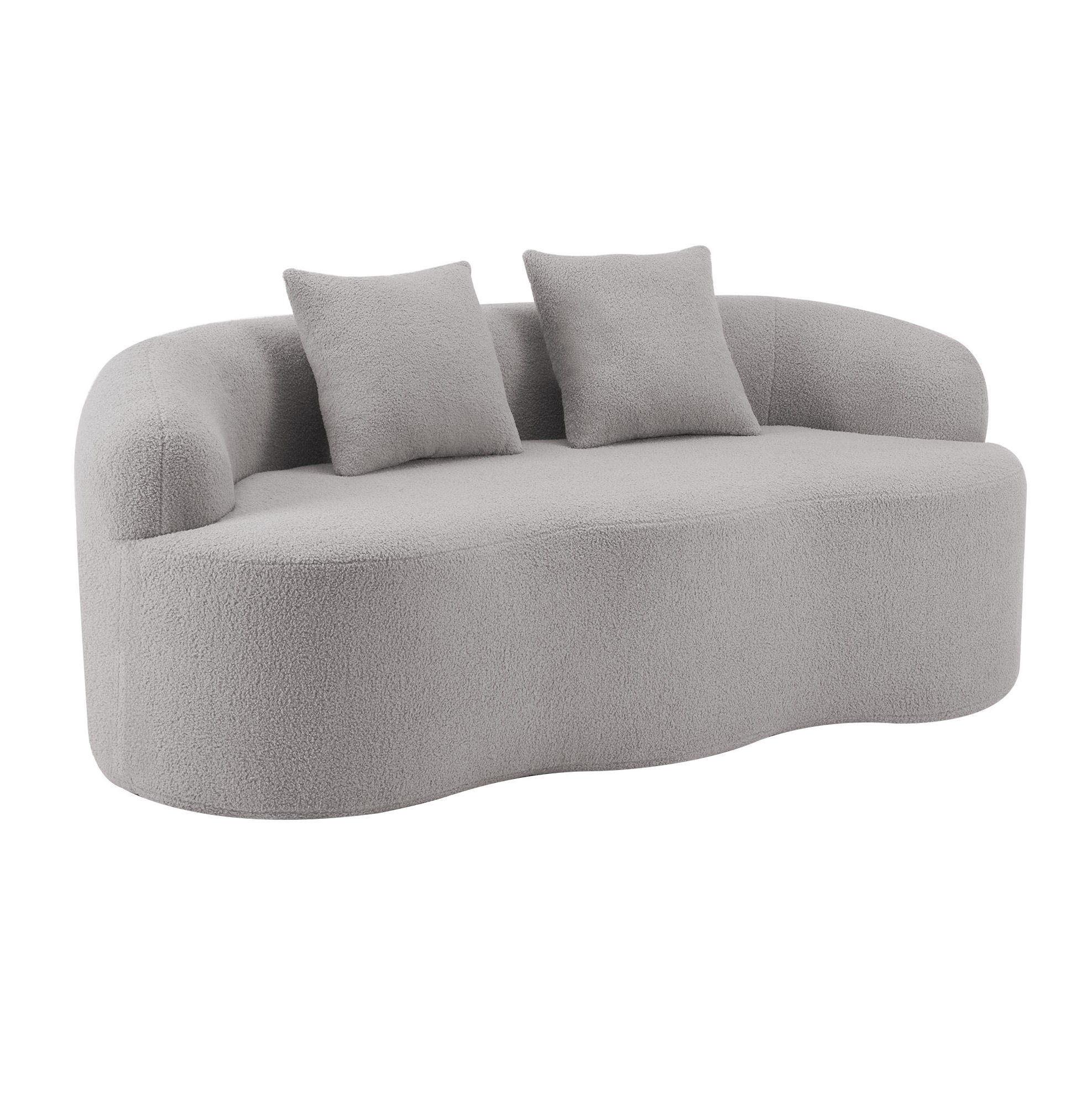 SOFA geschwungen 2-Sitzer Hellgrau - Hellgrau, Kunststoff (170/70/89cm) - Meubliv