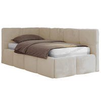 JUGENDBETT ARVO 90/200 - Creme Plüsch - Foam-Matratze - Links Seite - Creme, Textil (90/200cm) - MKS