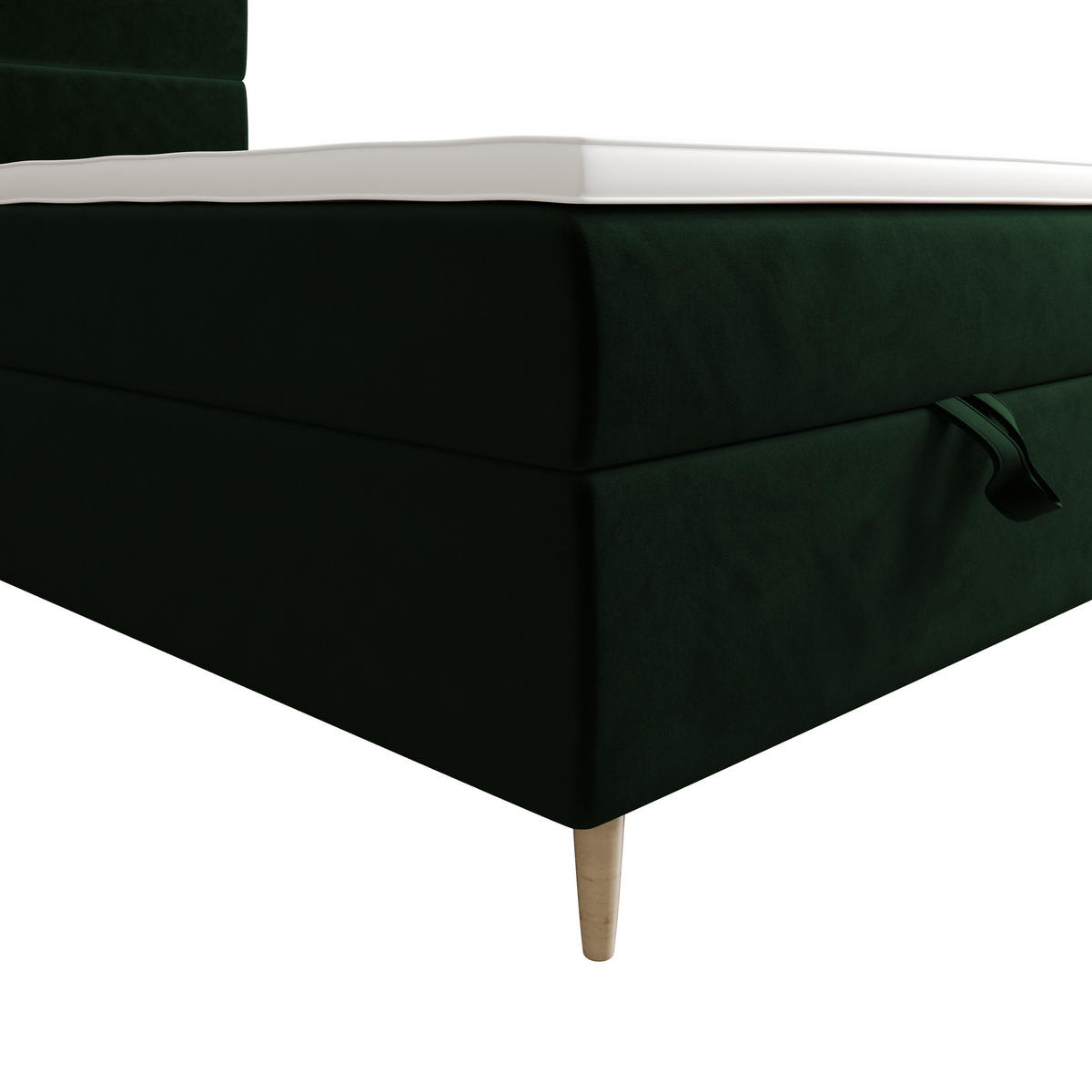 BOXBETT FLO 120x200 Itaka 10, mit Matratze H3, Bonell und Topper, Dunkelgrün - Dunkelgrün, Holz/Textil (120/200cm) - Bedante