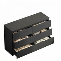 KOMMODE DE-38088 120/40/75 cm mit 6 Schubladen Schwarz - Schwarz, Holzwerkstoff (120/75/40cm) - ComfortXL