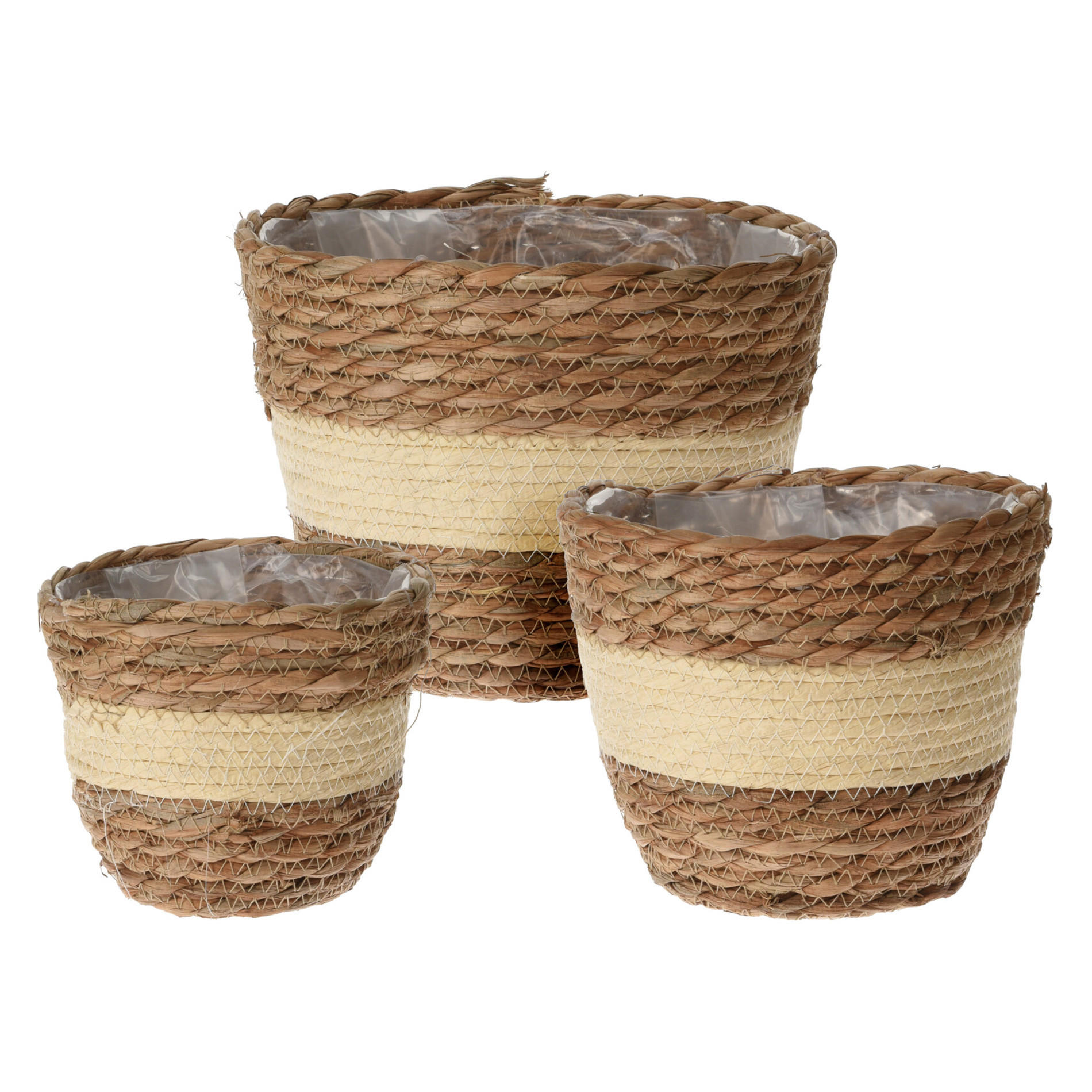 PFLANZKÖRBE SET, 3-teilig Braun 23/23/18 cm - Braun, Naturmaterialen (18cm) - Mobili Rebecca