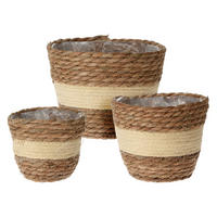 PFLANZKÖRBE SET, 3-teilig Braun 23/23/18 cm - Braun, Naturmaterialen (18cm) - Mobili Rebecca