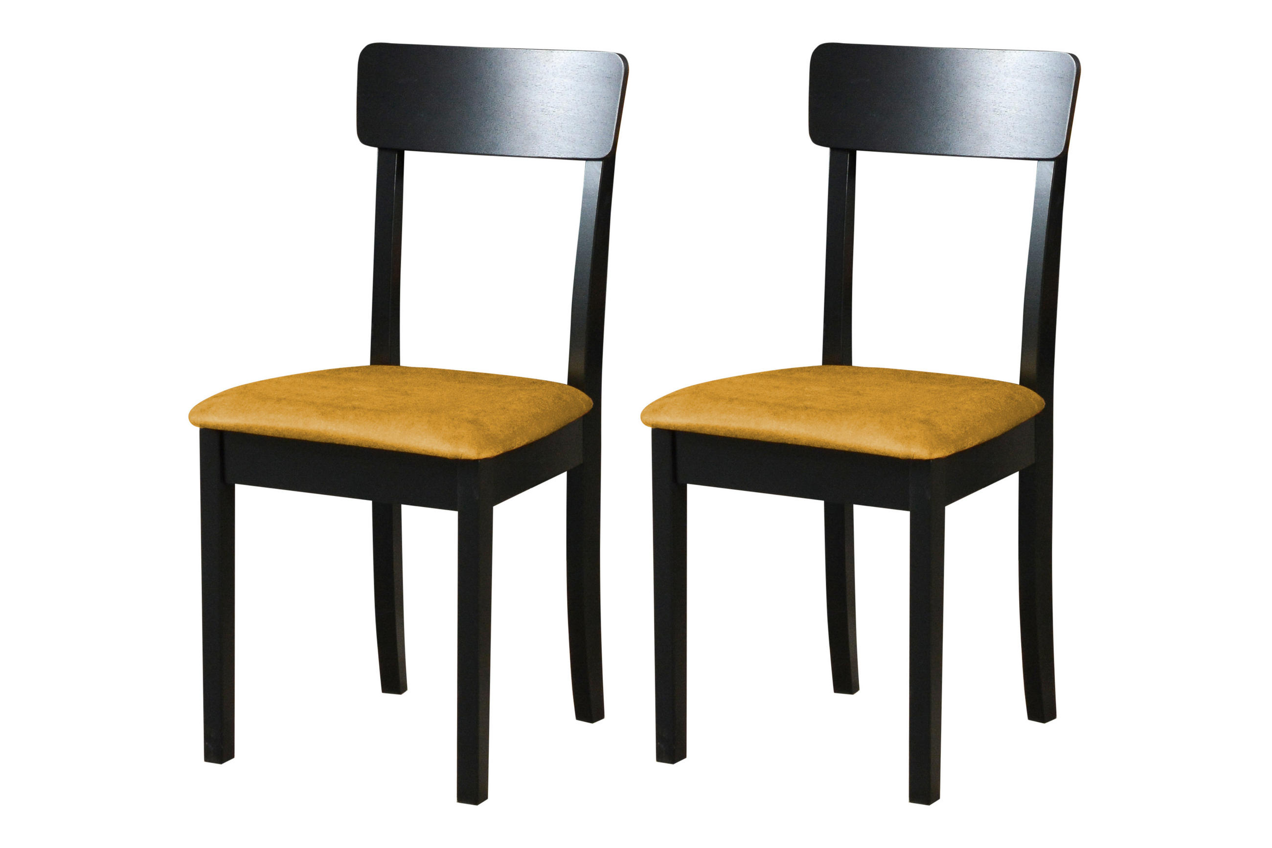 STUHL Hugo 1 (2er Set) - Currygelb/Schwarz, Holz (43/86/40cm) - Leaf Design