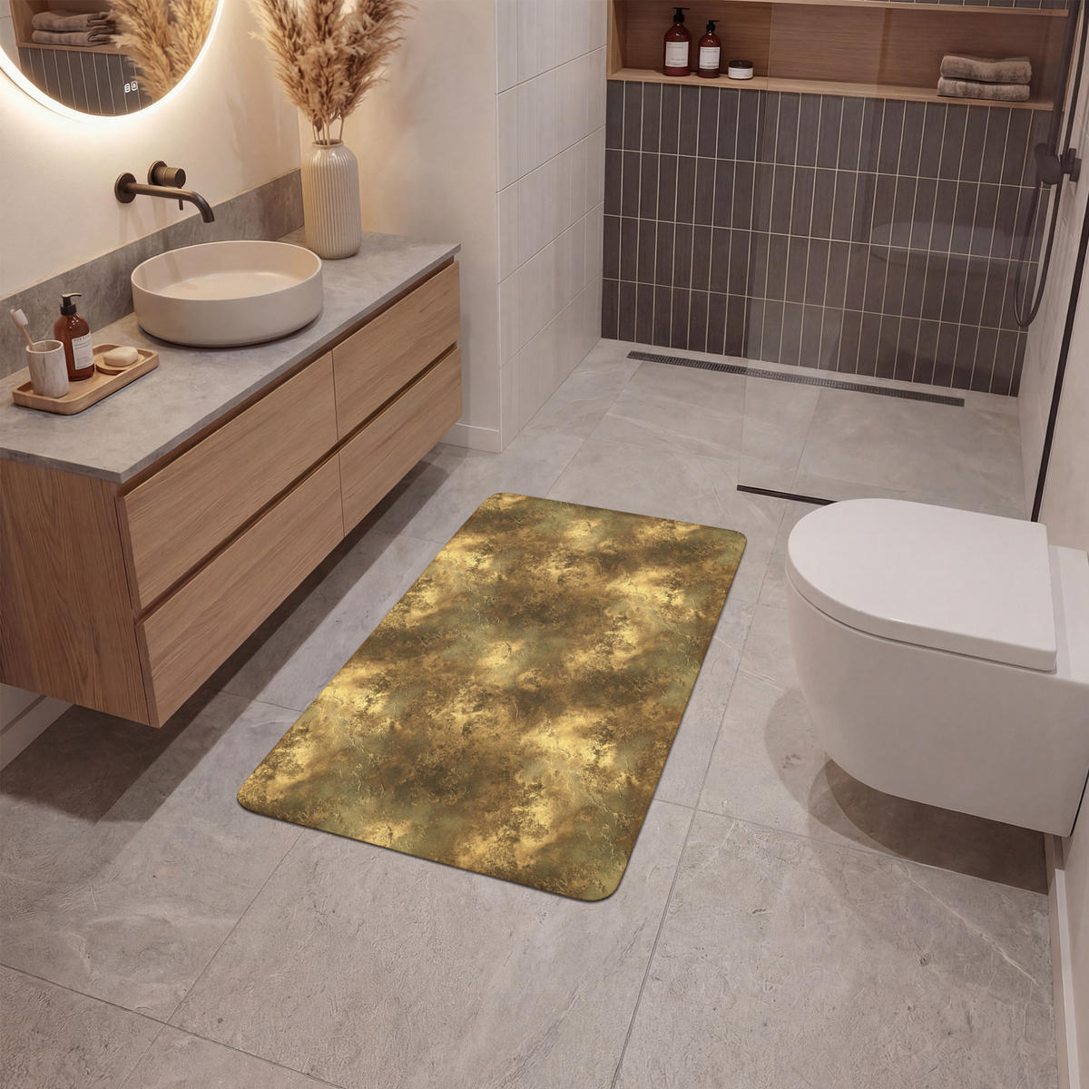KÚPEĽŇOVÁ PREDLOŽKA Starožitný - metalický vzhľad - zlatý 60x90 cm - zlatá, textil/plast (60/90cm) - OnlyWow