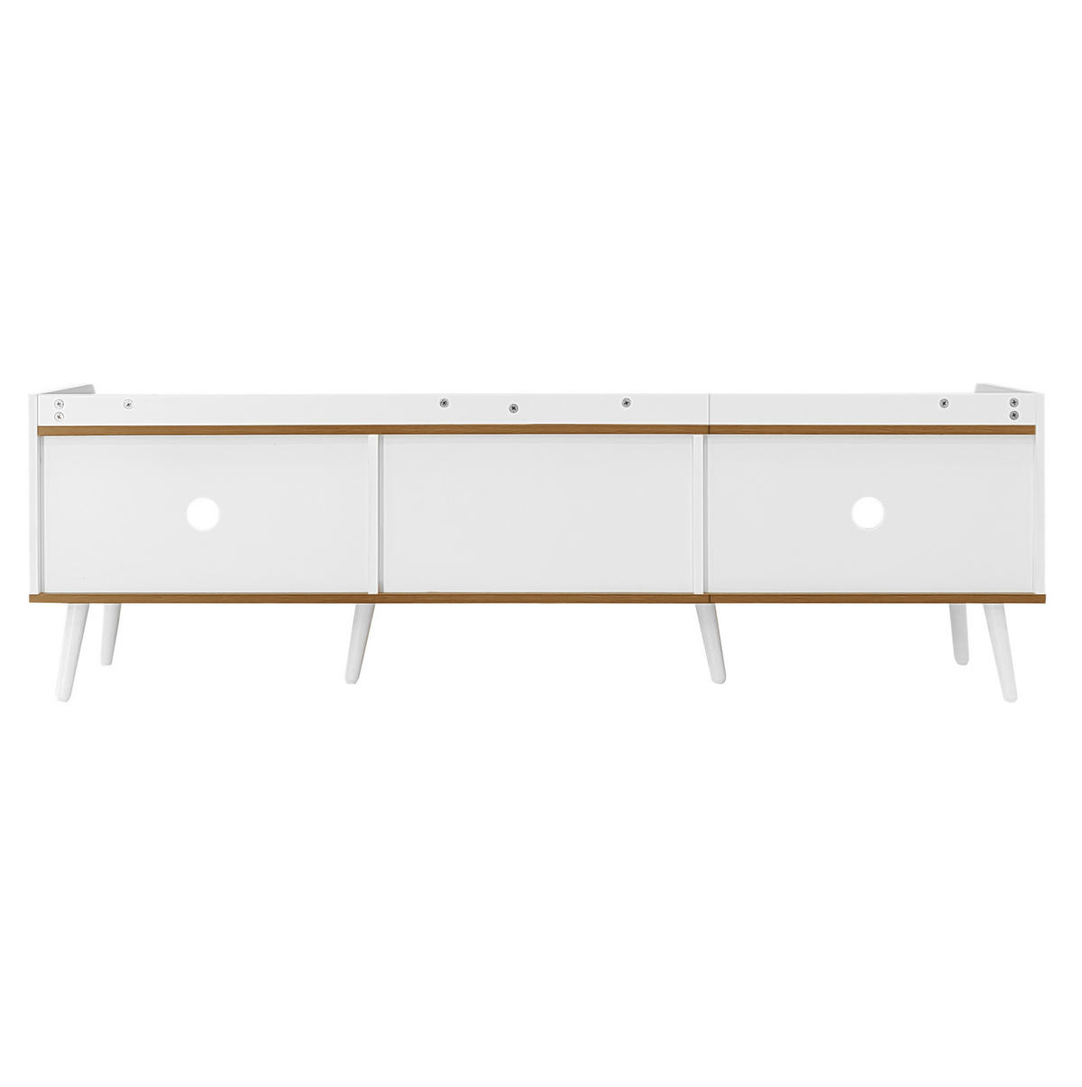 TV-LOWBOARD aus MDF und Spanplatte 160x39x49,5 cm Weiß/Natur mit 3 Türen - Weiß, Holzwerkstoff (160/49.5/39cm) - IVMEU