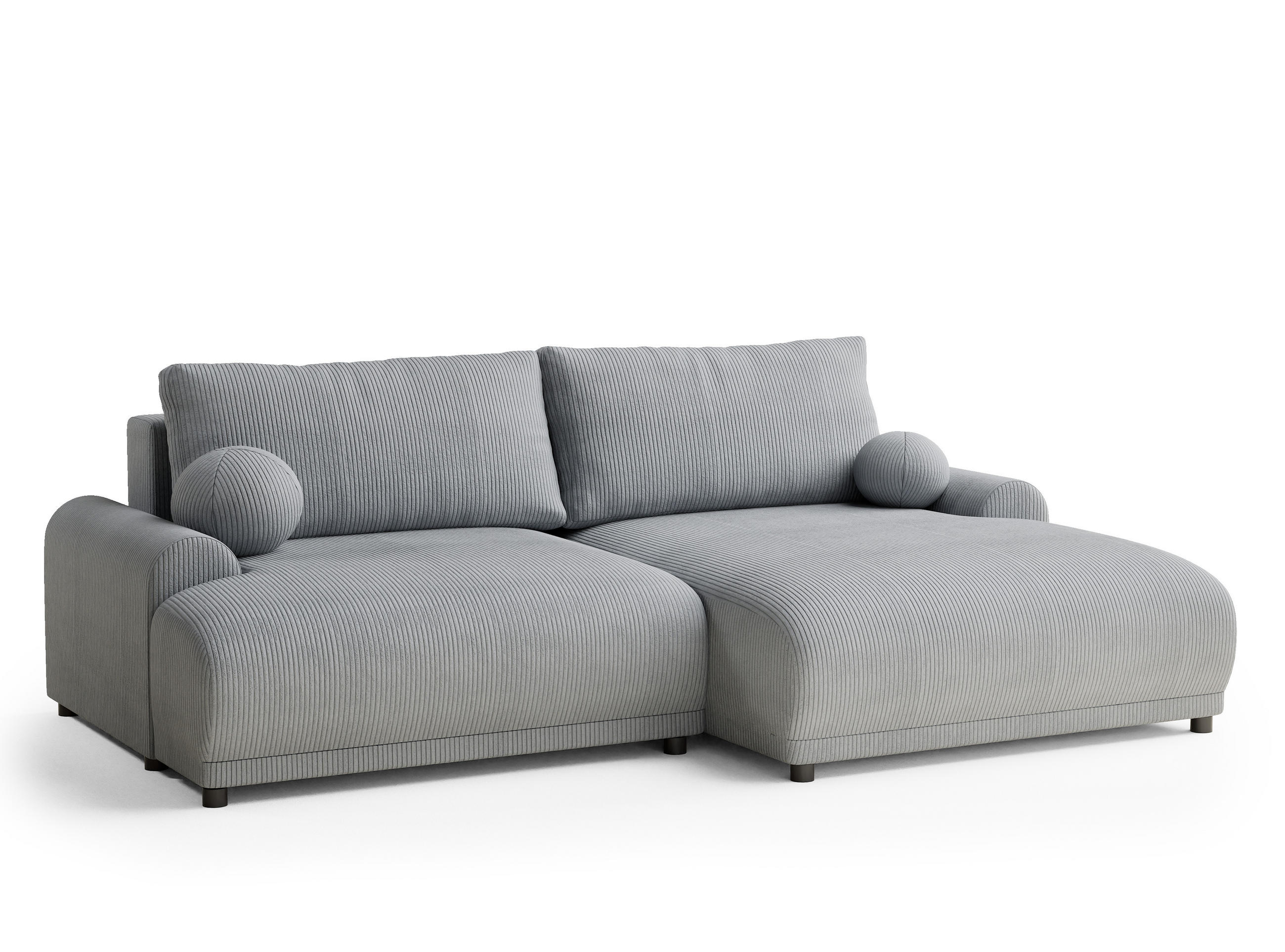 ECKSOFA MIT SCHLAFFUNKTION Tallin Hellgrau Samtstoff - Blaugrau/Schwarz, Holz/Holzwerkstoff (240/145cm) - Maison de Reve