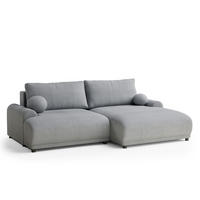 ECKSOFA MIT SCHLAFFUNKTION Tallin Hellgrau Samtstoff - Blaugrau/Schwarz, Holz/Holzwerkstoff (240/145cm) - Maison de Reve