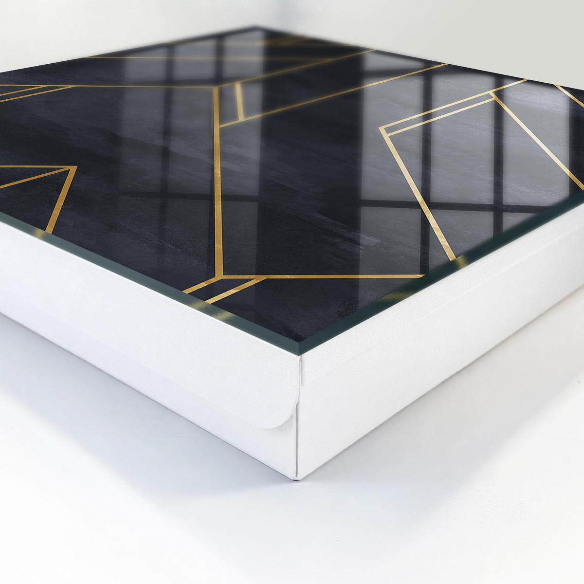 SCHLÜSSELBOX Weiß 30x30 cm – Türöffnung nach rechts - Geometrische Struktur - Schwarz, Metall (30/30/5cm) - TULUP