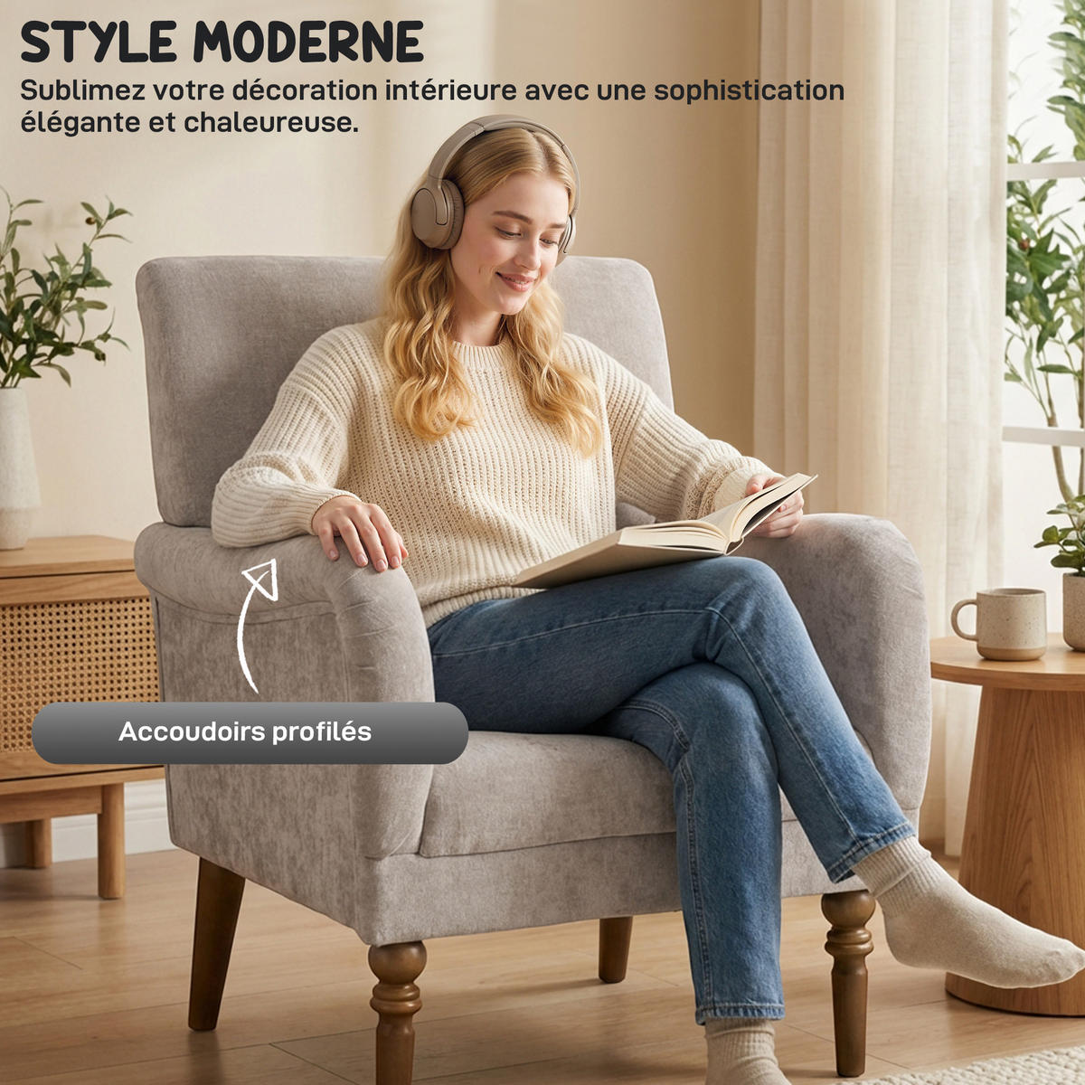 SESSEL DE-13517 hohe Rückenlehne, Massivholzfüße Grau - Grau, Holz (70/88/75cm) - ComfortXL
