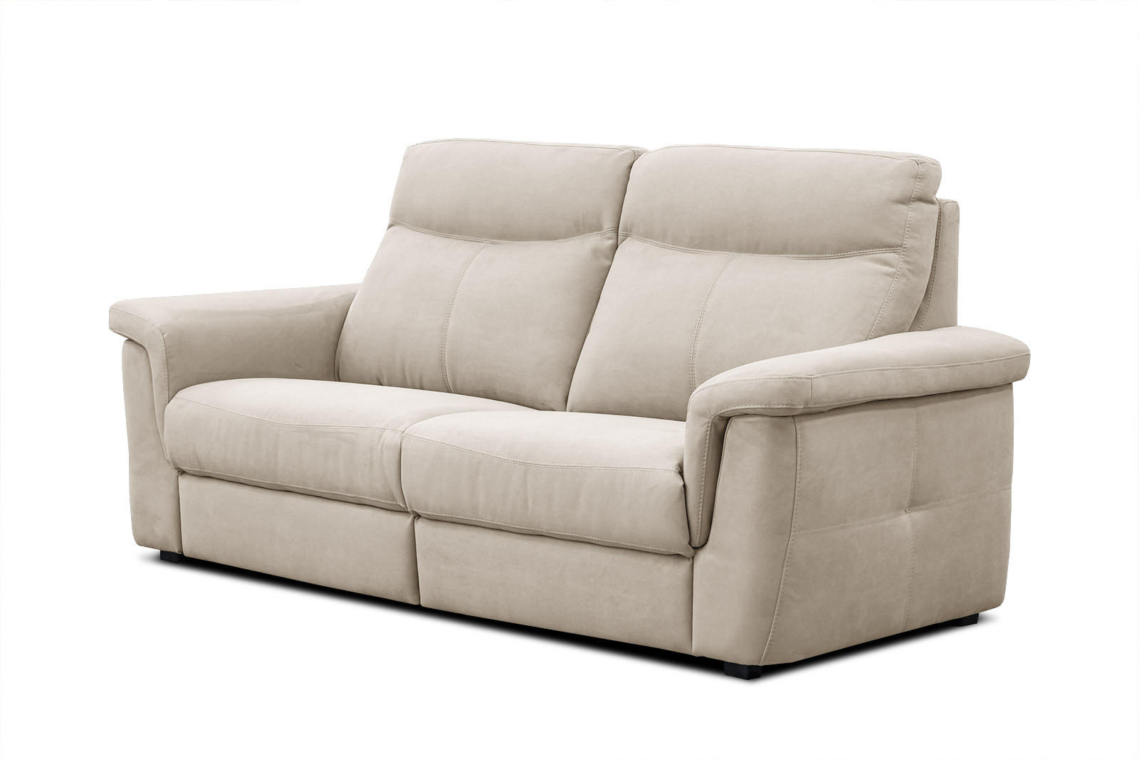SOFA JONES 2-Sitzer mit 2 Relaxfunktionen, creme - Creme/Schwarz, Holz/Kunststoff (166/102/99cm) - Courtois Laville