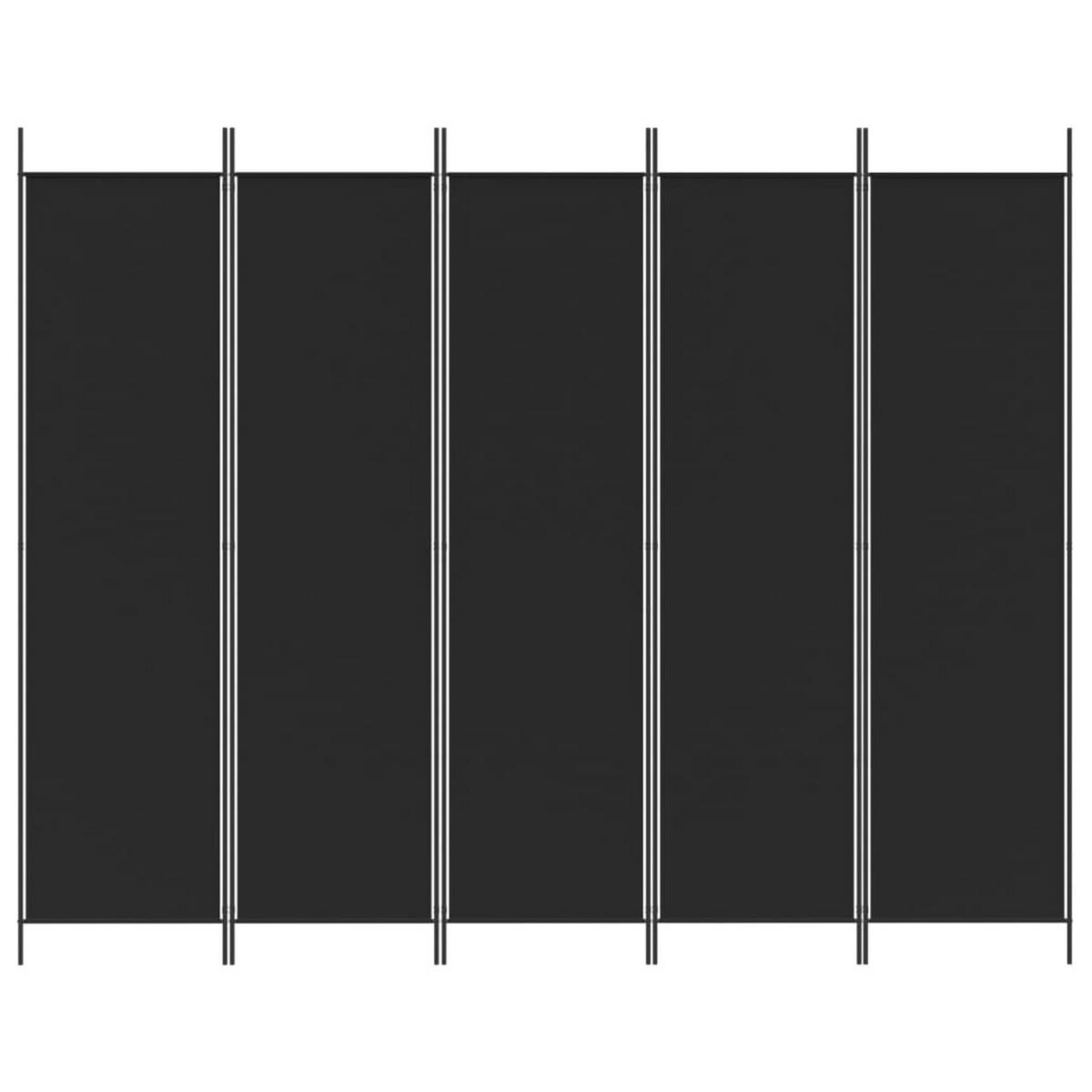 PARAVENT 5-TLG. Schwarz 250x200 cm Stoff - Schwarz, Textil (250/200/2cm) - furnicato