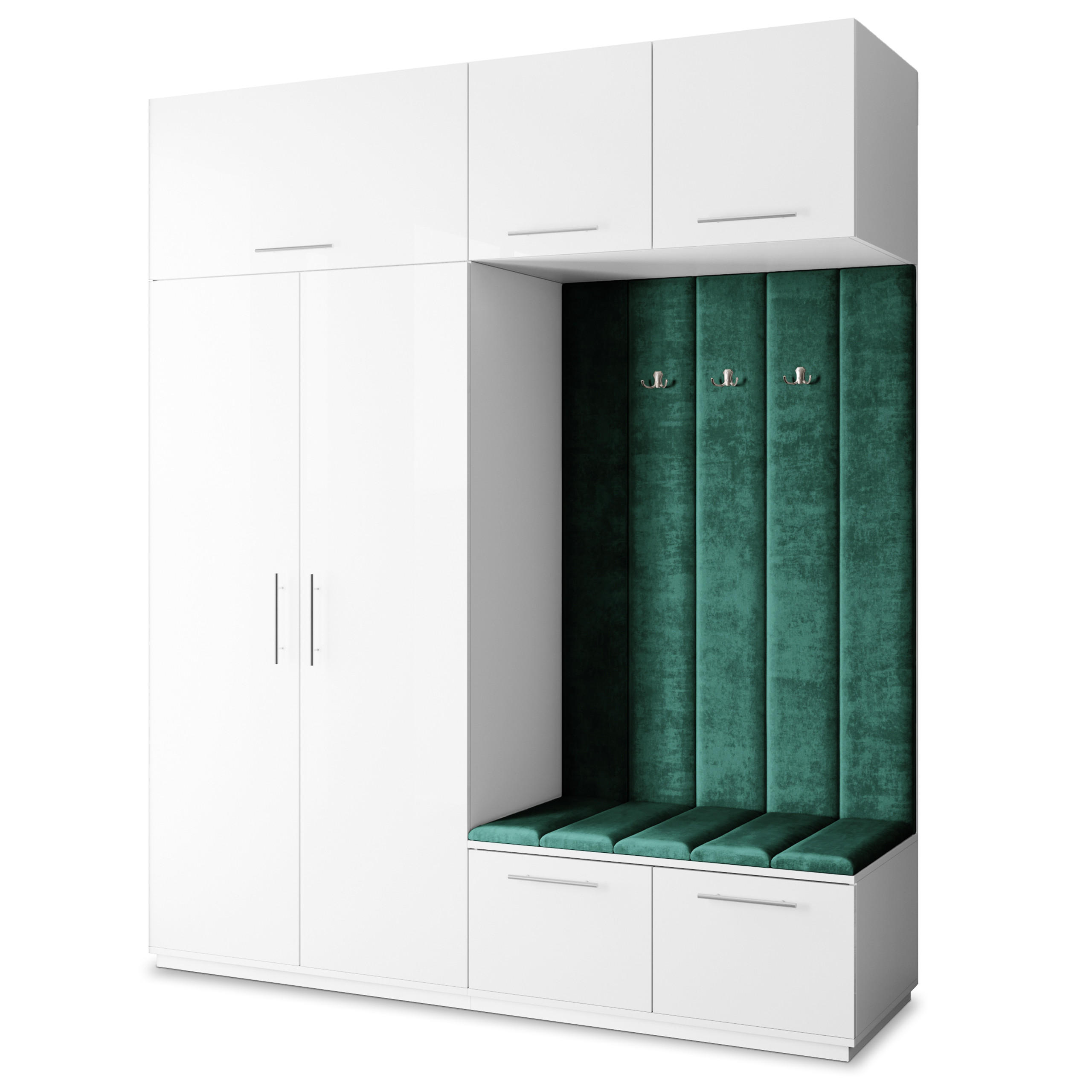 Masseno Garderobenschrank Weiß, Grün 200x240x60 cm