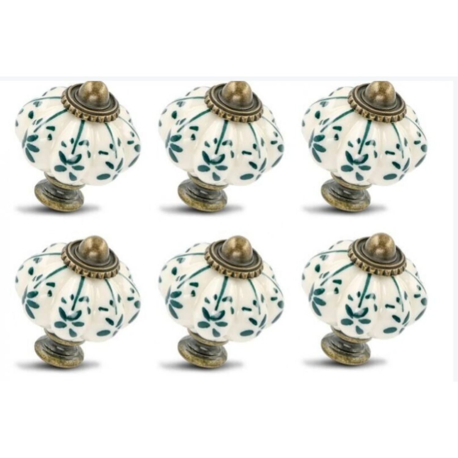 SCHRANKKNOPF Keramik Grün 12er-Set - Grün, Metall (3.4/3.7/3.4cm)