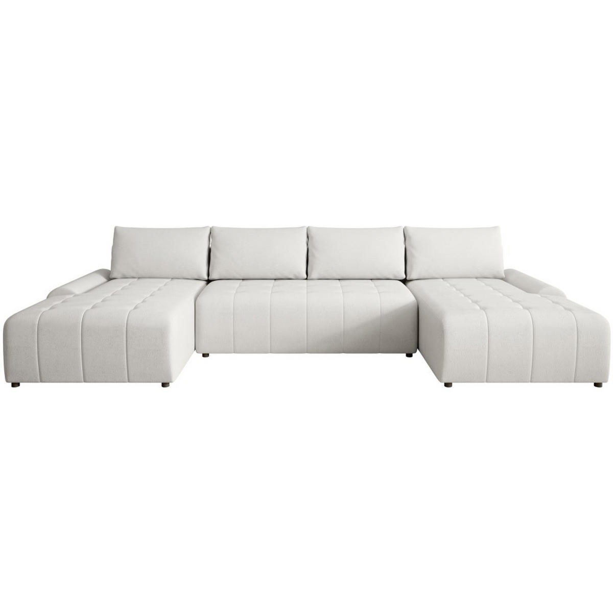 WOHNLANDSCHAFT Costa U Beige, Velours - Beige/Schwarz, Kunststoff/Textil (367/80/169cm) - Beautysofa
