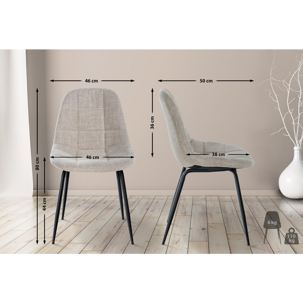 Thumbnail - CLP Stuhl, Creme, Textil, 46x82x52 cm, Esszimmer, Stühle, Esszimmerstühle, Vierfußstühle