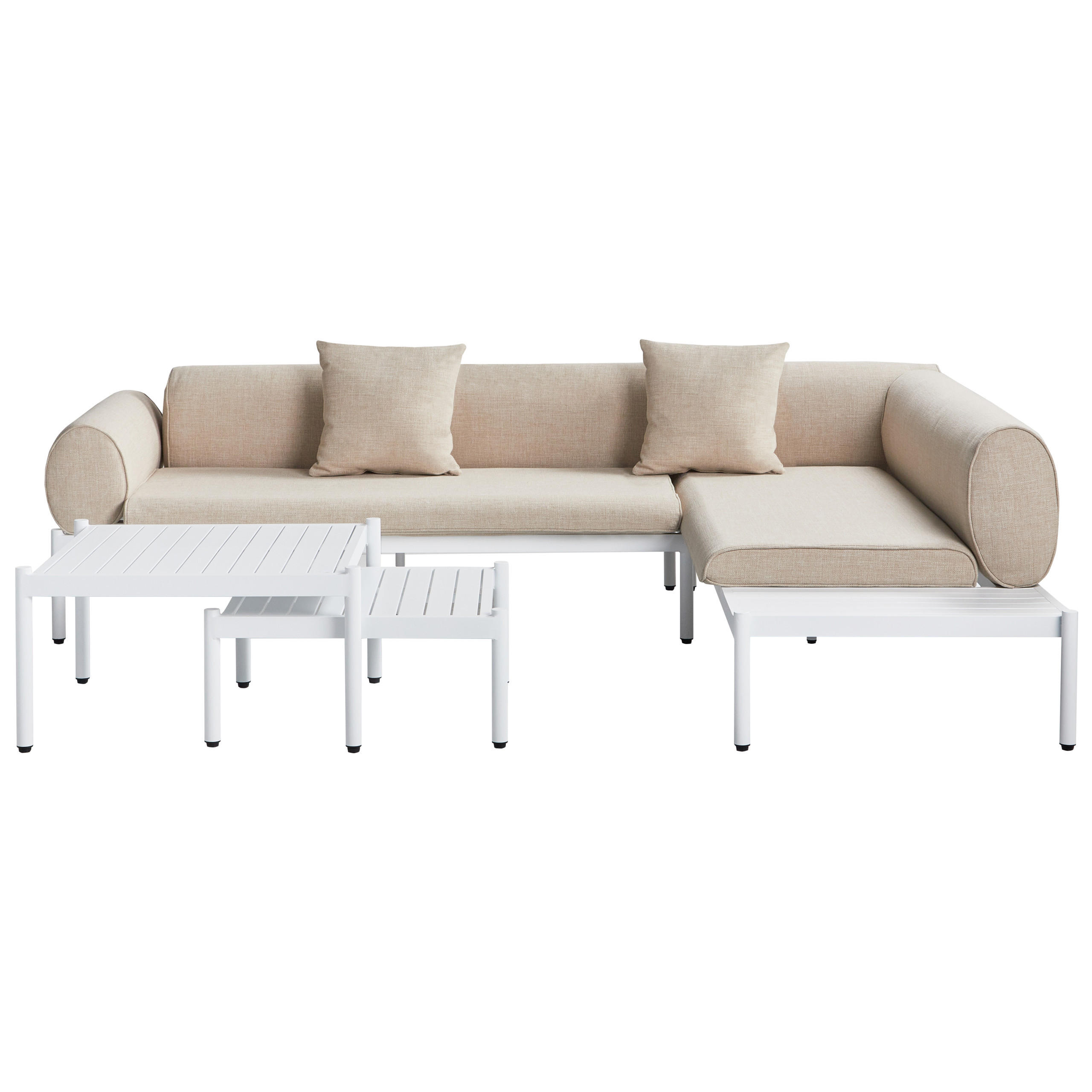LOUNGE-SET 5-Sitzer Beige Rasiglia - Beige/Weiß, Metall - Beliani
