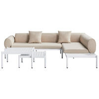 LOUNGE-SET 5-Sitzer Beige Rasiglia - Beige/Weiß, Metall - Beliani