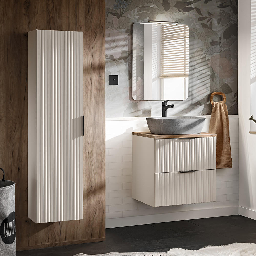 BADMÖBEL-SET 3-TLG. Adelaide-56 - Beige, Holzwerkstoff (95/200/47cm) - Lomado