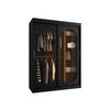 SCHWEBETÜRENSCHRANK Bahrajn 150 mit LED Beleuchtung - Silberfarben/Schwarz, Holzwerkstoff/Kunststoff (150/200/62cm) - MIRJAN24