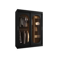 SCHWEBETÜRENSCHRANK Bahrajn 150 mit LED Beleuchtung - Silberfarben/Schwarz, Holzwerkstoff/Kunststoff (150/200/62cm) - MIRJAN24