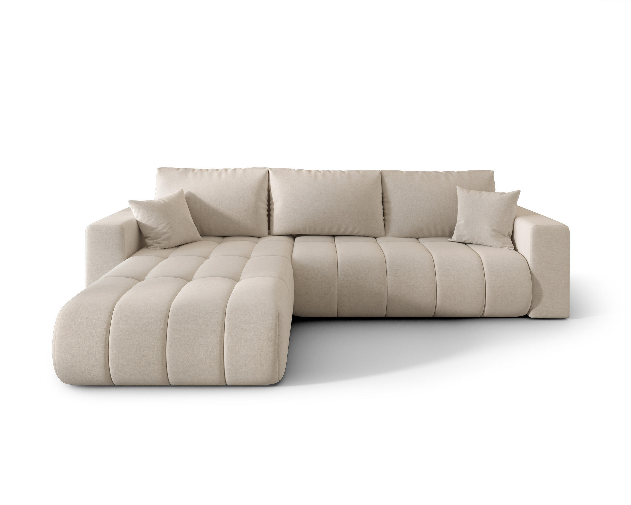 ECKSOFA ARDEN Samt Beige L - Links - Beige, Textil (175/280cm) - Luxkor24