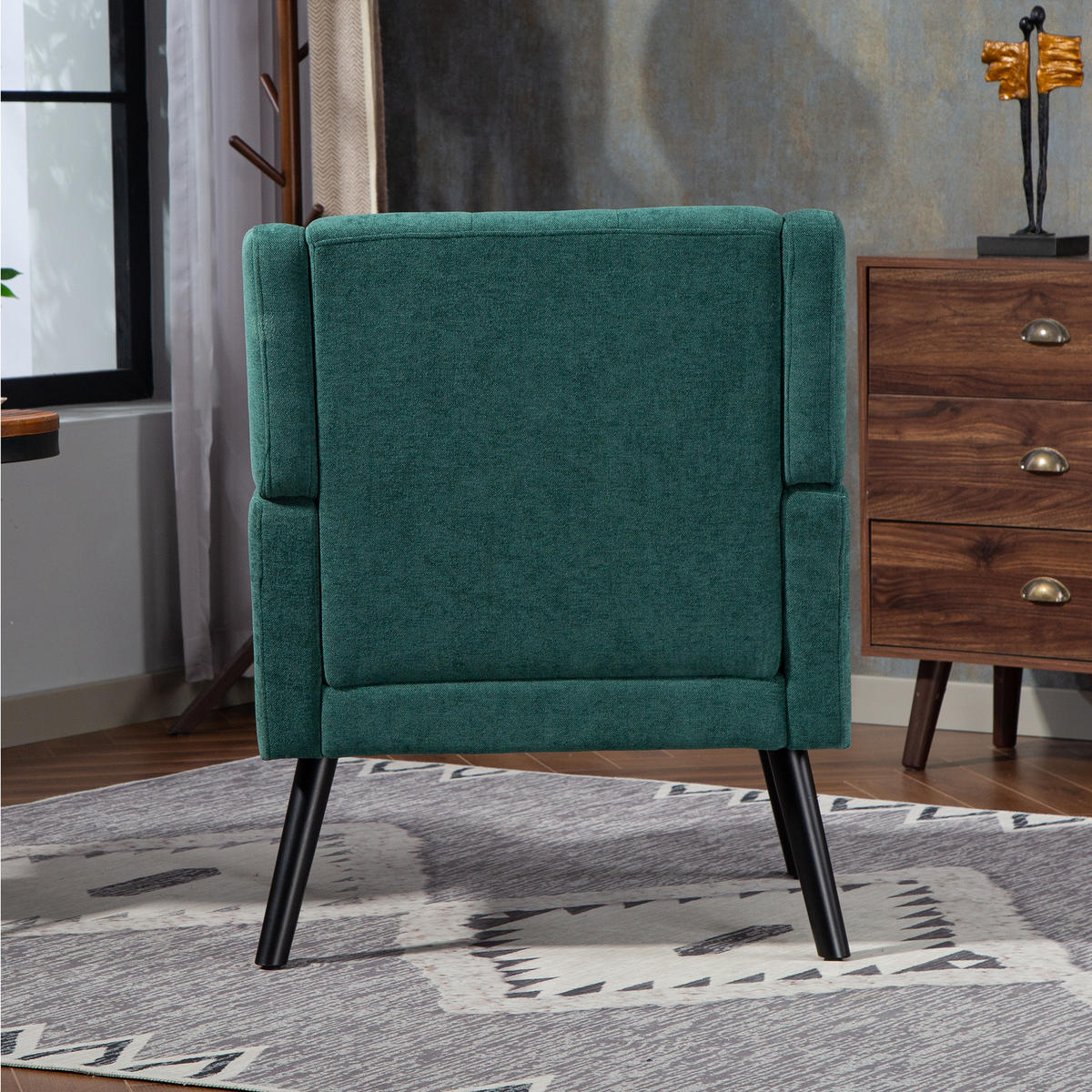 POLSTERSTUHL Leinenbezug mit Tufting 68/76/88 cm Waldgrün 130 kg - Waldgrün, Textil (76/88/68cm) - Redom