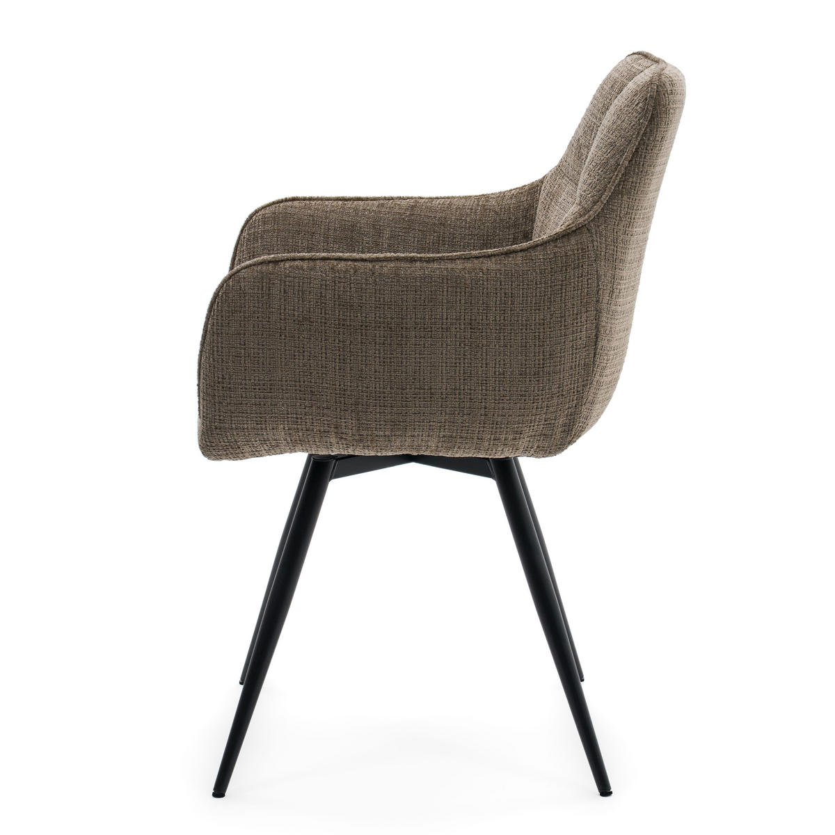 STUHL QUATTRO drehbar gepolsterter mit Steppung - braun - Chenille - Schwarz/Braun, Textil/Metall (58/86/60cm) - NEW HOME