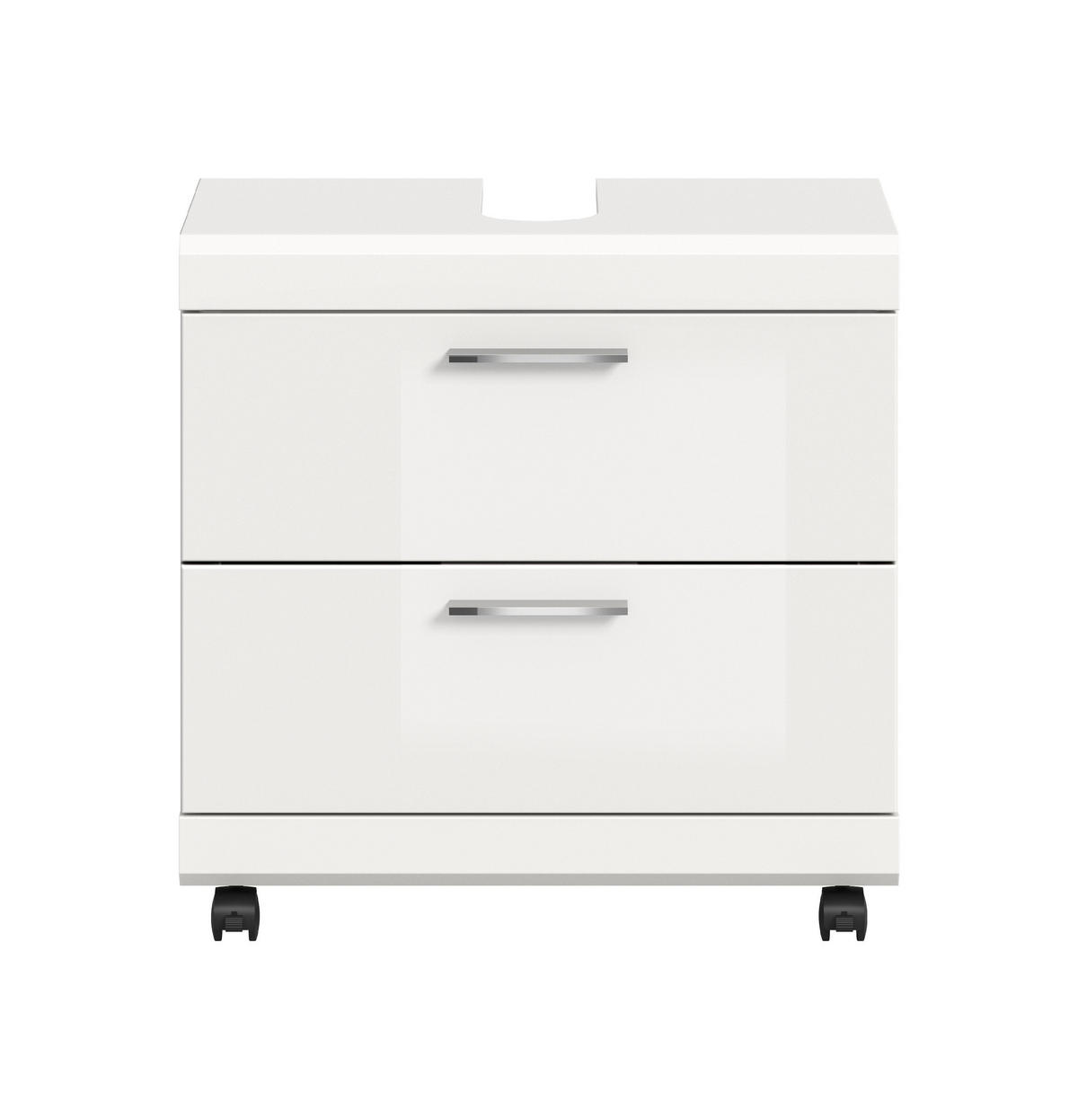 WASCHBECKENUNTERSCHRANK AUF ROLLEN Scout weiß hochglanz 60/34/60 cm - Weiß, Holzwerkstoff (60/60/34cm) - Xonox