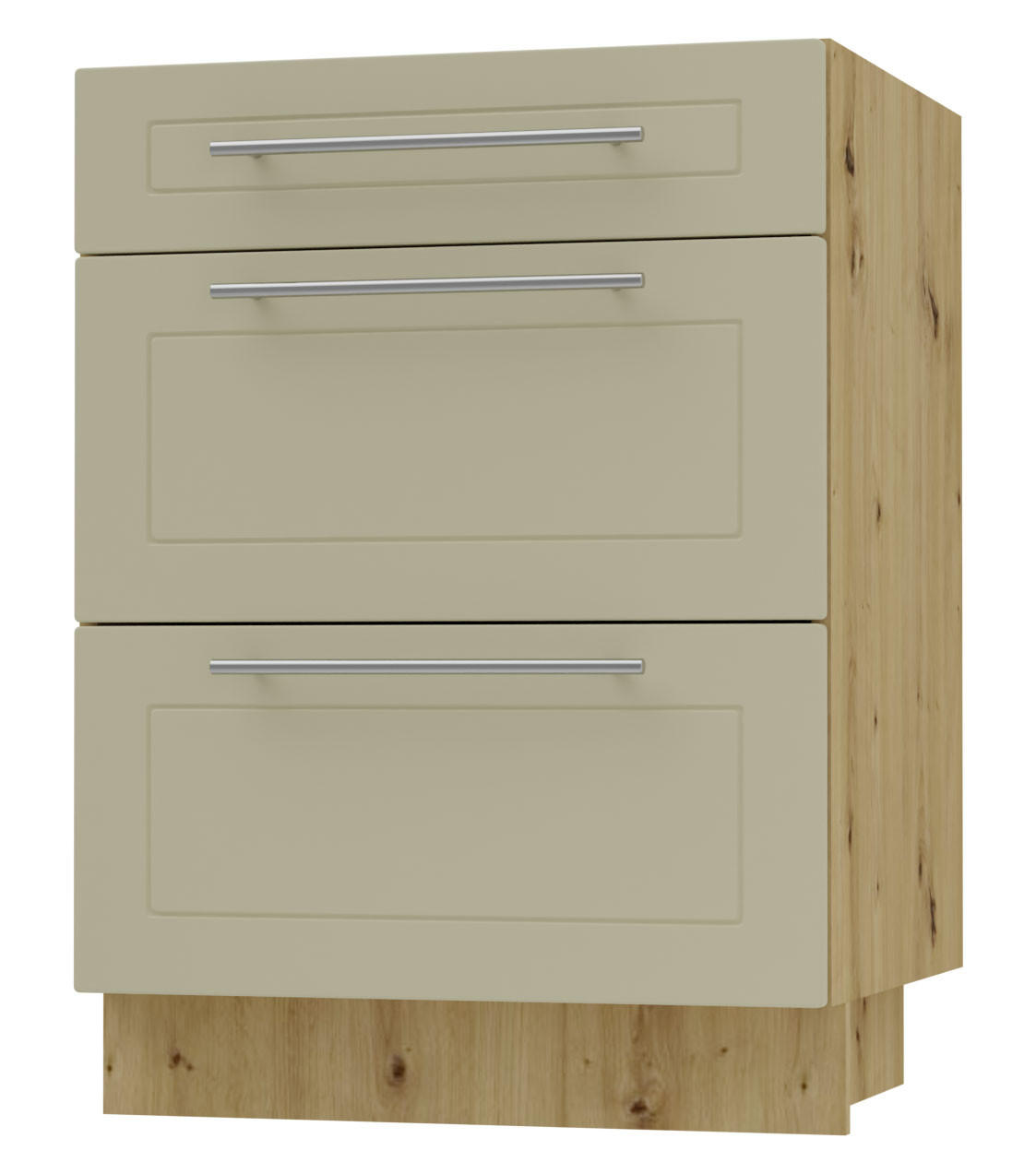 SCHUBLADENUNTERSCHRANK Kvantum D3M/60 60 / 50 / 82cm - Creme/Eiche Artisan, Holz/Holzwerkstoff (60/82/50cm) - Feldmann-Wohnen