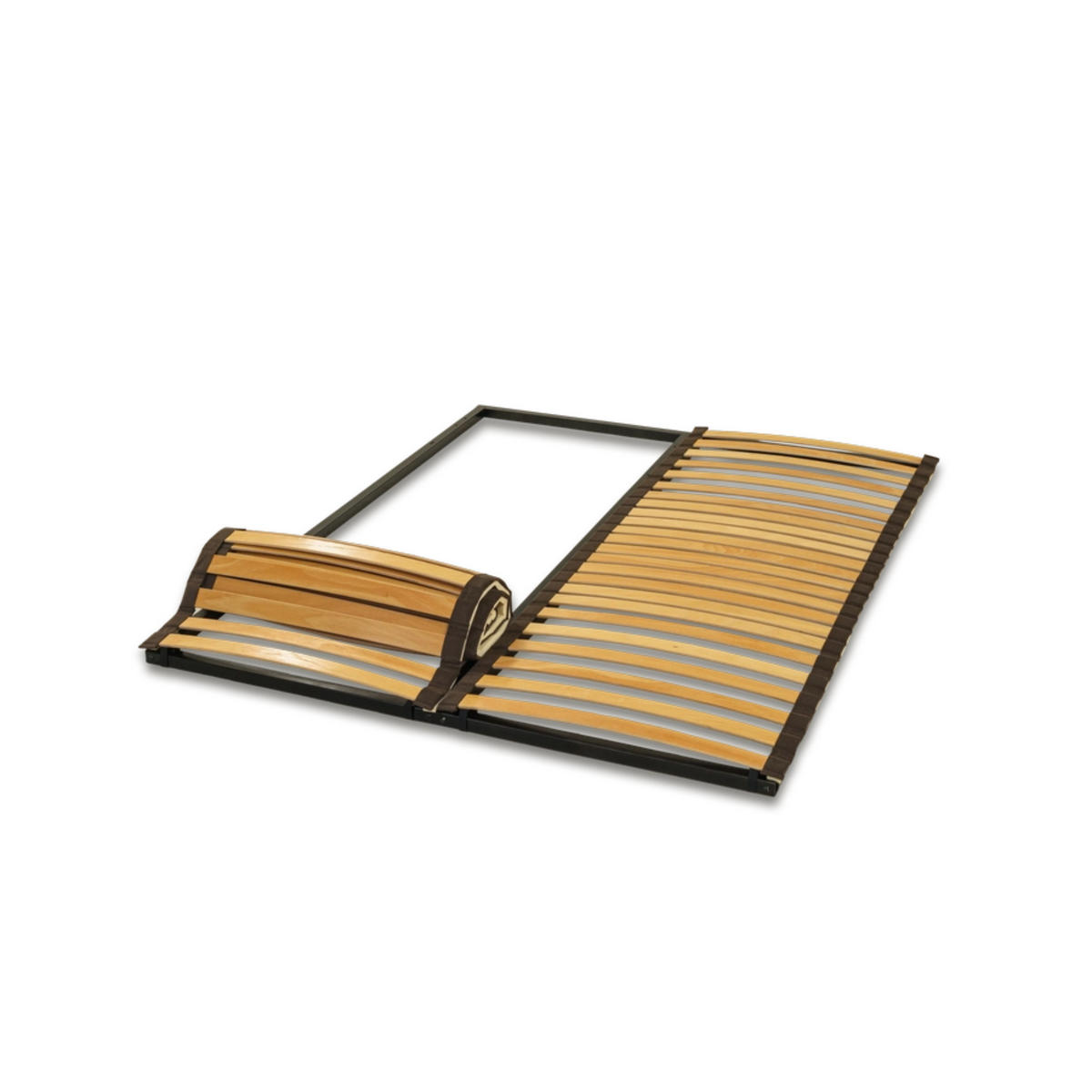 MATRATZENRAHMEN EkoFlex 160x200 – 22 Buche-Latten, 3 Zonen, Metallrahmen - Braun, Holz (160/200cm) - Letti Moderni