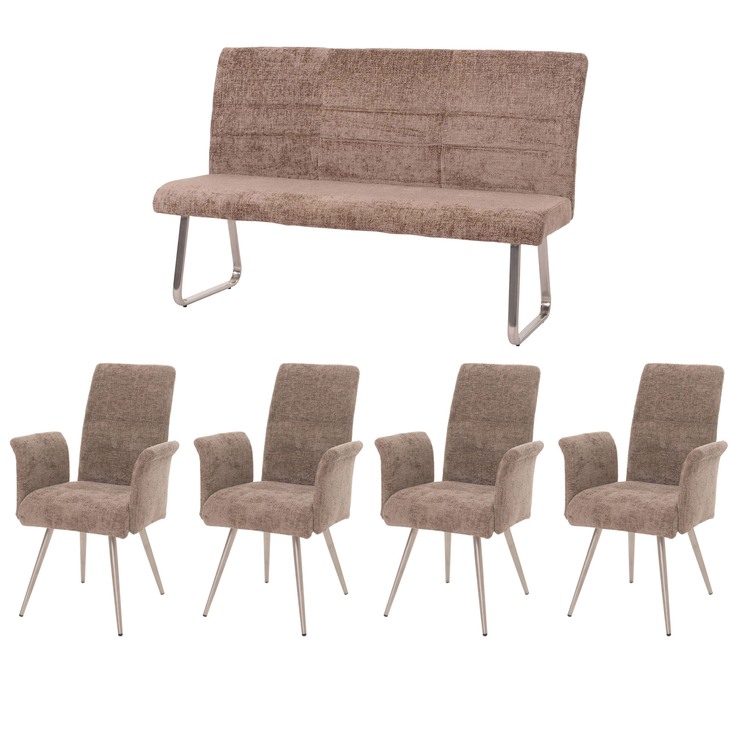 ESSZIMMER-SET Braun 5er-Set - Braun, Textil (160/100/65cm) - MCW