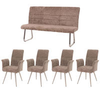 ESSZIMMER-SET Braun 5er-Set - Braun, Textil (160/100/65cm) - MCW