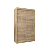 SCHWEBETÜRENSCHRANK 200/120/62 2-türig - Silberfarben/Sonoma Eiche, Holz/Kunststoff (120/200/62cm) - Abiks Möbel
