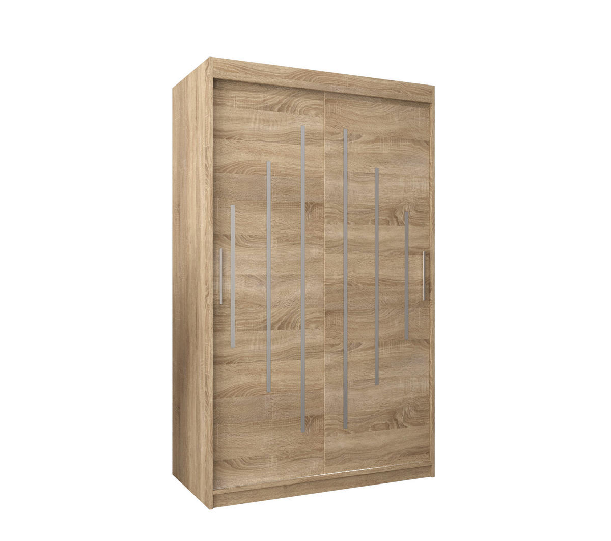 SCHWEBETÜRENSCHRANK 200/120/62 2-türig - Silberfarben/Sonoma Eiche, Holz/Kunststoff (120/200/62cm) - Abiks Möbel
