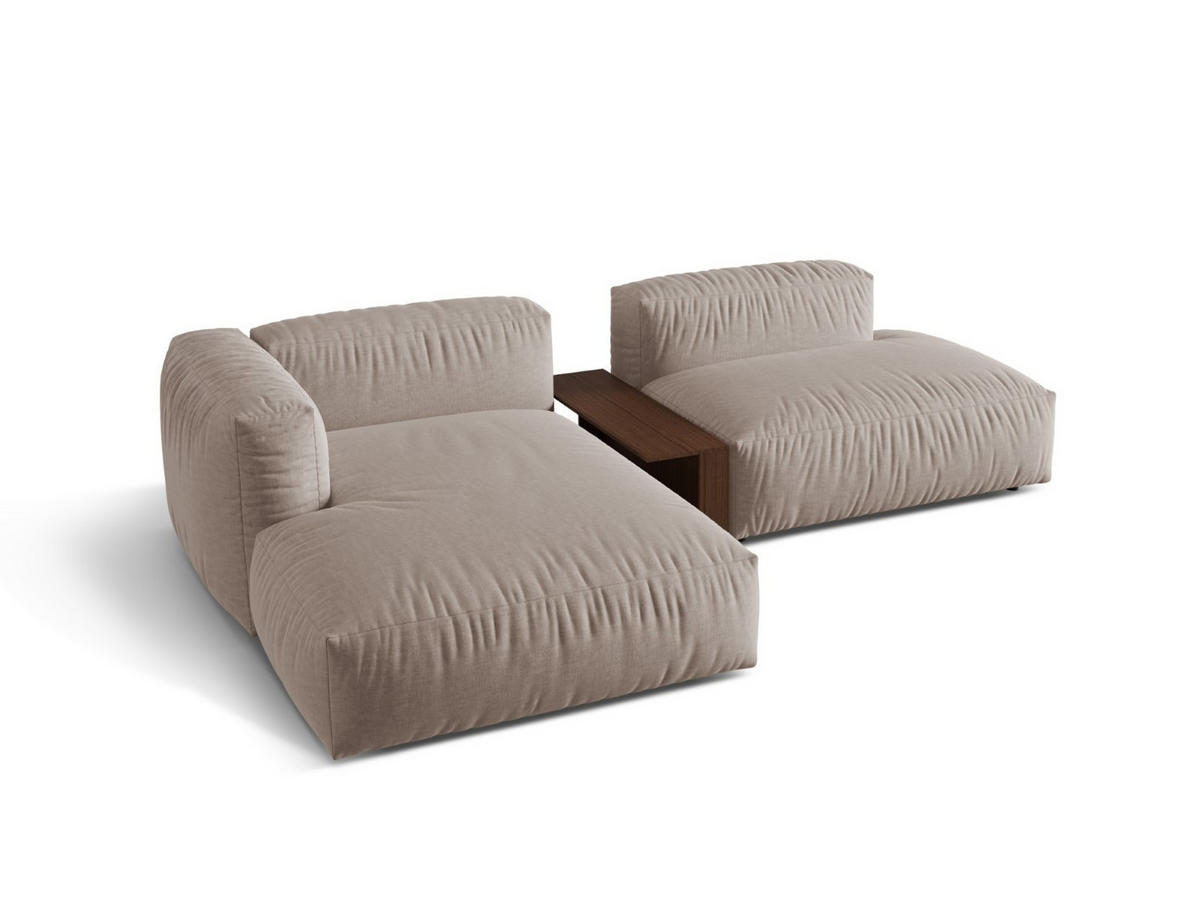 ECKSOFA modular links Martina aus strukturiertem Stoff dunkelbeige 2 Sitzplätze - Mokka, Textil (176/285cm) - Micadoni
