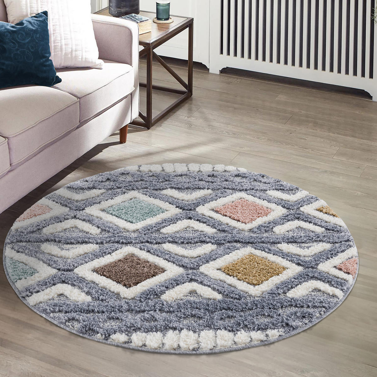 HOCHFLOR-TEPPICH Focus 3382 Multi 120 cm Rund - Multicolor, Textil (120/120cm) - carpet city