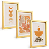 BILDER SET 3er Set - 20x30 cm Goldrahmen - Abstrakte orange Formen - Goldfarben, Kunststoff (20/30cm) - TULUP