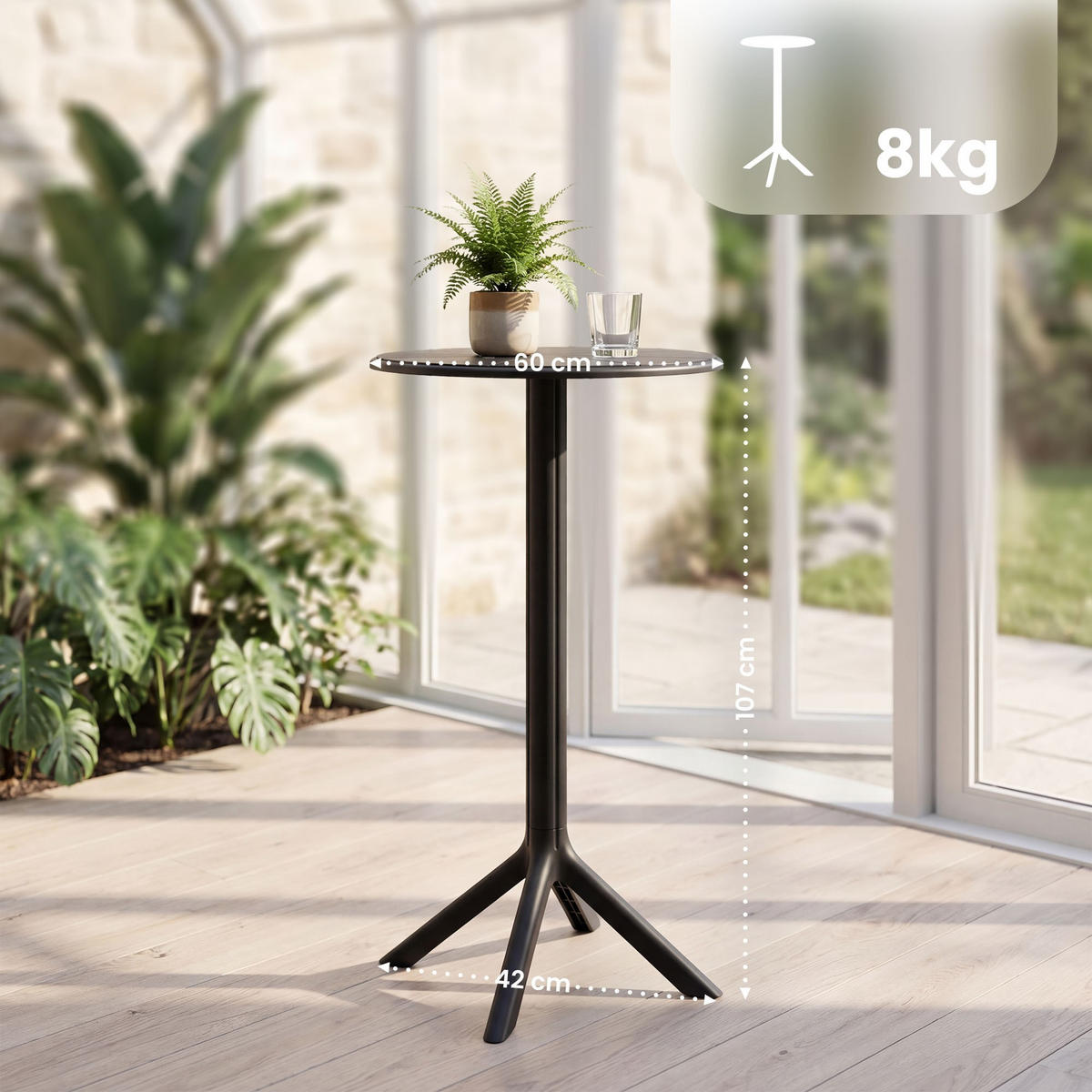 BARTISCH rund 60 cm Kunststoff Schwarz - Schwarz, Kunststoff (60/60/107cm) - CLP