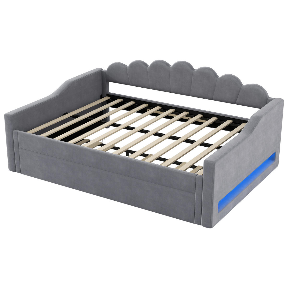 AUSZIEHBETT 140/200 cm DE-03394, mit LED, in Grau - Grau, Holzwerkstoff (140/200cm) - ComfortXL