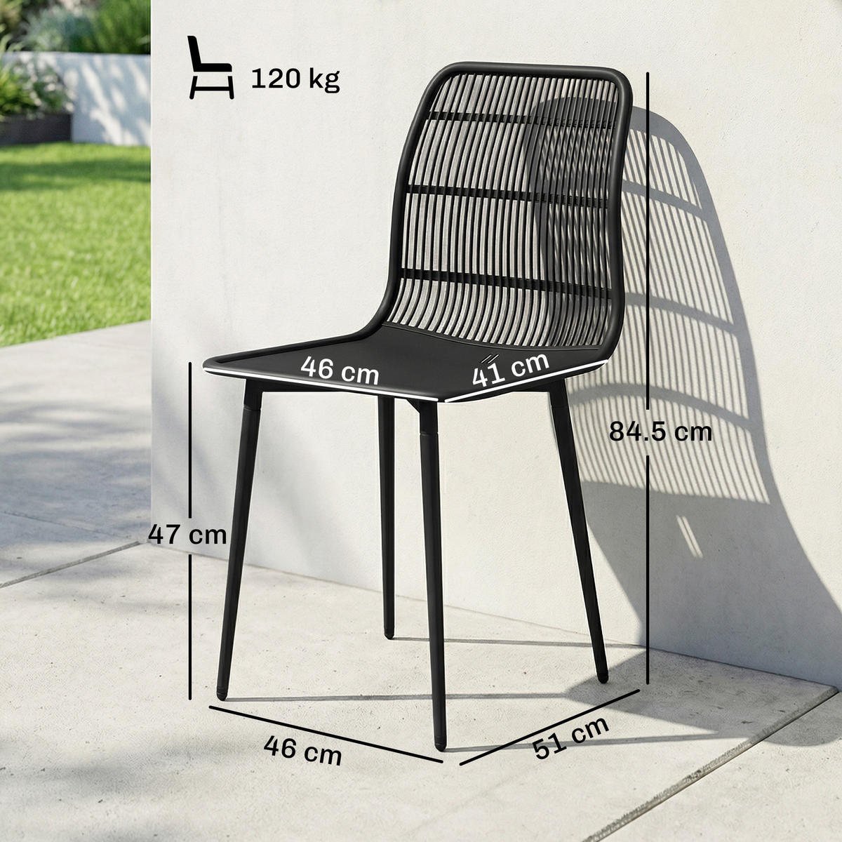 STÜHLE Schwarz 4 Stück - Schwarz, Metall (46/84.5/51cm) - GiPP